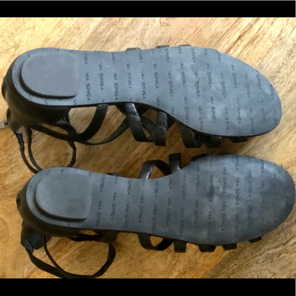 Via Spiga Black Leather Gladiator Sandals - Picture 5 of 5